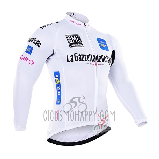 Giro D'italy Cycling Jersey Bib Tight 2016 Men Long Sleeve White and Blue